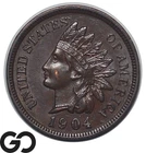 1904 Indian Head Cent Penny, AU, Bronze One Cent Better Date