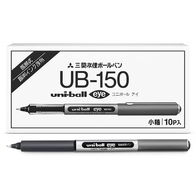 10 x uni-ball Eye Micro UB-150 RollerBall Pen 0.5mm Black Colour Best Price