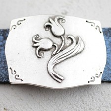 Belt buckle tulips flowers motif metal Art Nouveau belt buckle 4 cm