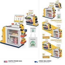 Cash Register Playset for Kids - 48PCS Pretend Play Money, Calculator, Scanne...