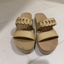 Reef Women's Cushion Vista Hi Twist platform sandals natural/tan color Size 10