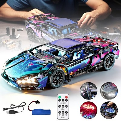 Rennwagen 1280Pcs Technik Sportwagen Bausteine DIY Sammlermodell für Auto Fans