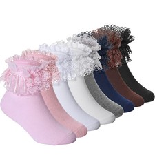 Hillban 8 Pairs Girls Ruffle Socks for Girls Lace Socks Cute Frilly Toddler R...