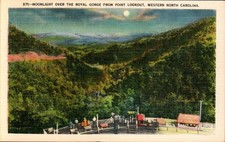 Moonlight Over The Royal Gorge From Lookout Point Western NC  Postcard UNP