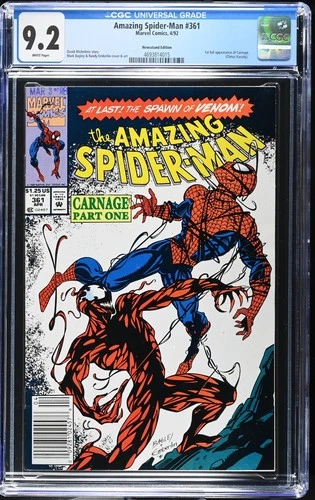 AMAZING SPIDER-MAN 361 CGC 9.2 NEWSSTAND EDITION V1 1992! 1ST FULL CARNAGE! 300!