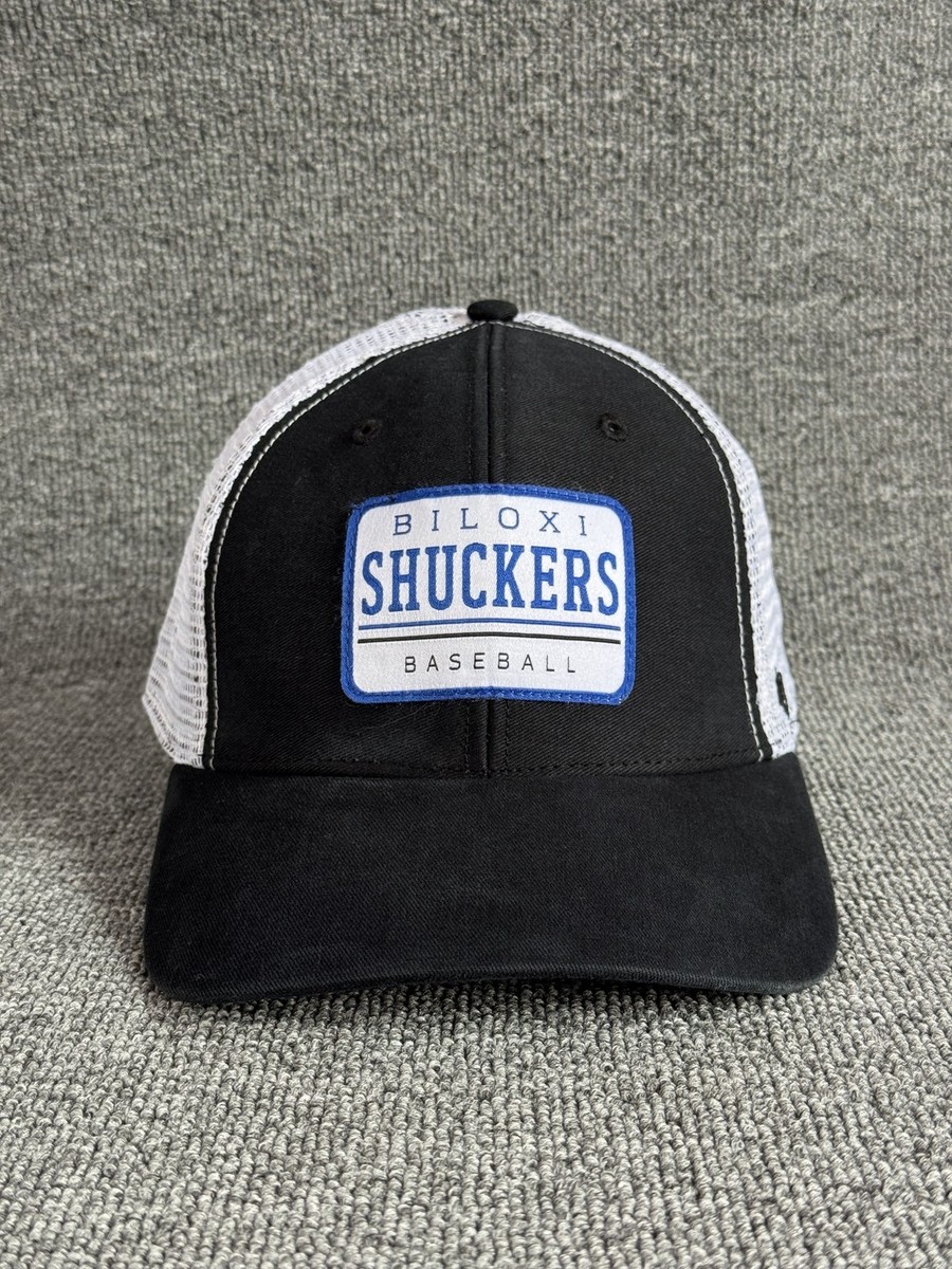 '47 Brand Biloxi Shuckers Trucker Snapback Black White Mesh Back Hat Adjustable