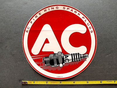 ''AC FIRE RING SPARK PLUGS'' Vtg Drag Racing Sticker ** NHRA U.S. NATIONALS INDY