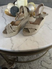 Castanet Women’s Blume Wedge Espadrilles Sandals Beige Ivory Size 39 US 9