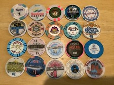 Lot of 20 Different 1 Casino Poker Chips