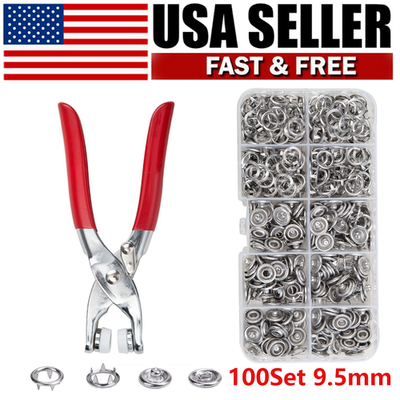 #ad Plier Tool Kit Metal Sewing Button Hollow Prong Ring Press Studs Snap Fasteners $8.69