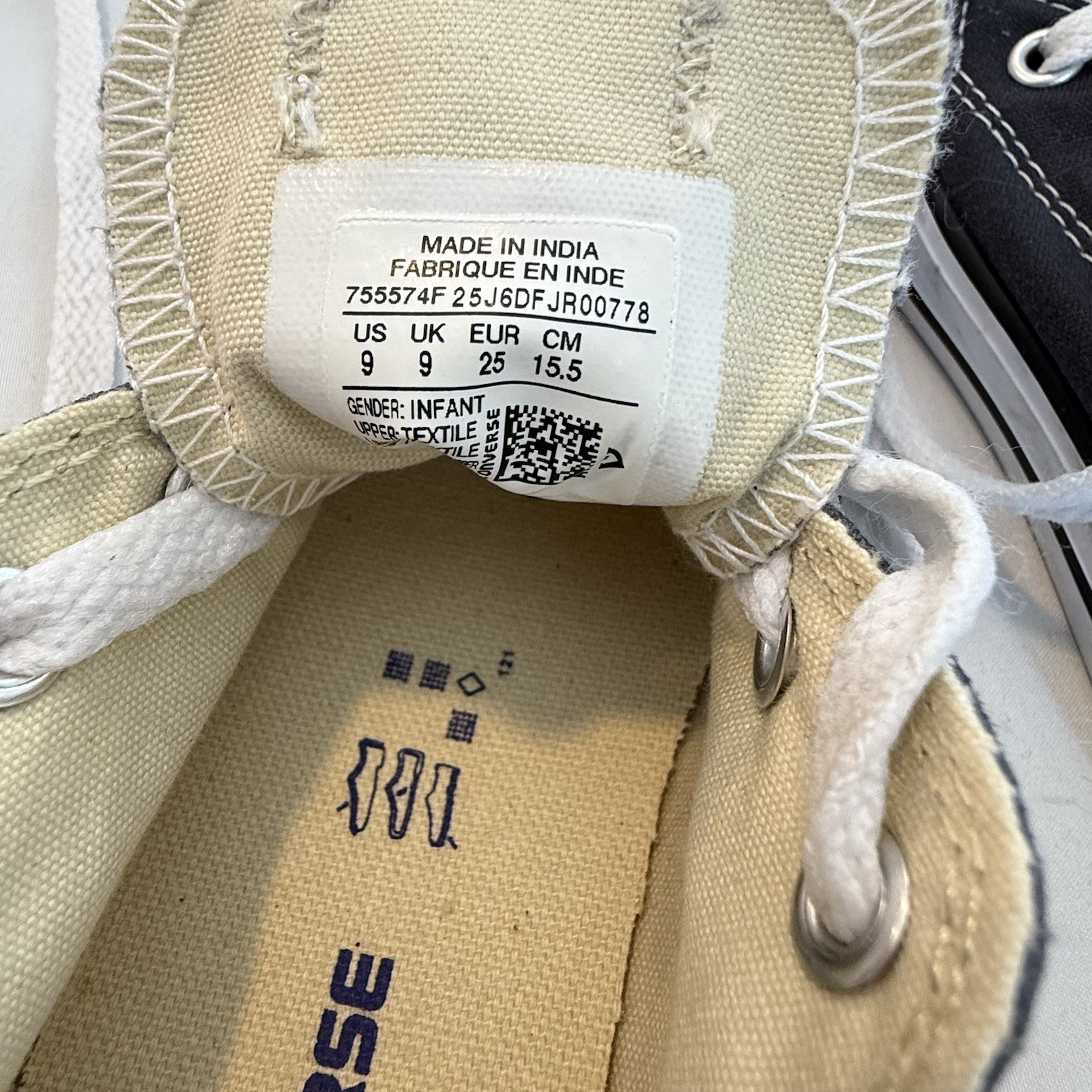 Converse All Star Low Top Sneakers Black White Canvas Baby 9 Classic thumbnail 6