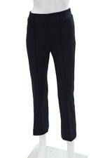 Escada Womens Front Seam Mid-Rise Zip Up Flared Pants Trousers Navy Size 32