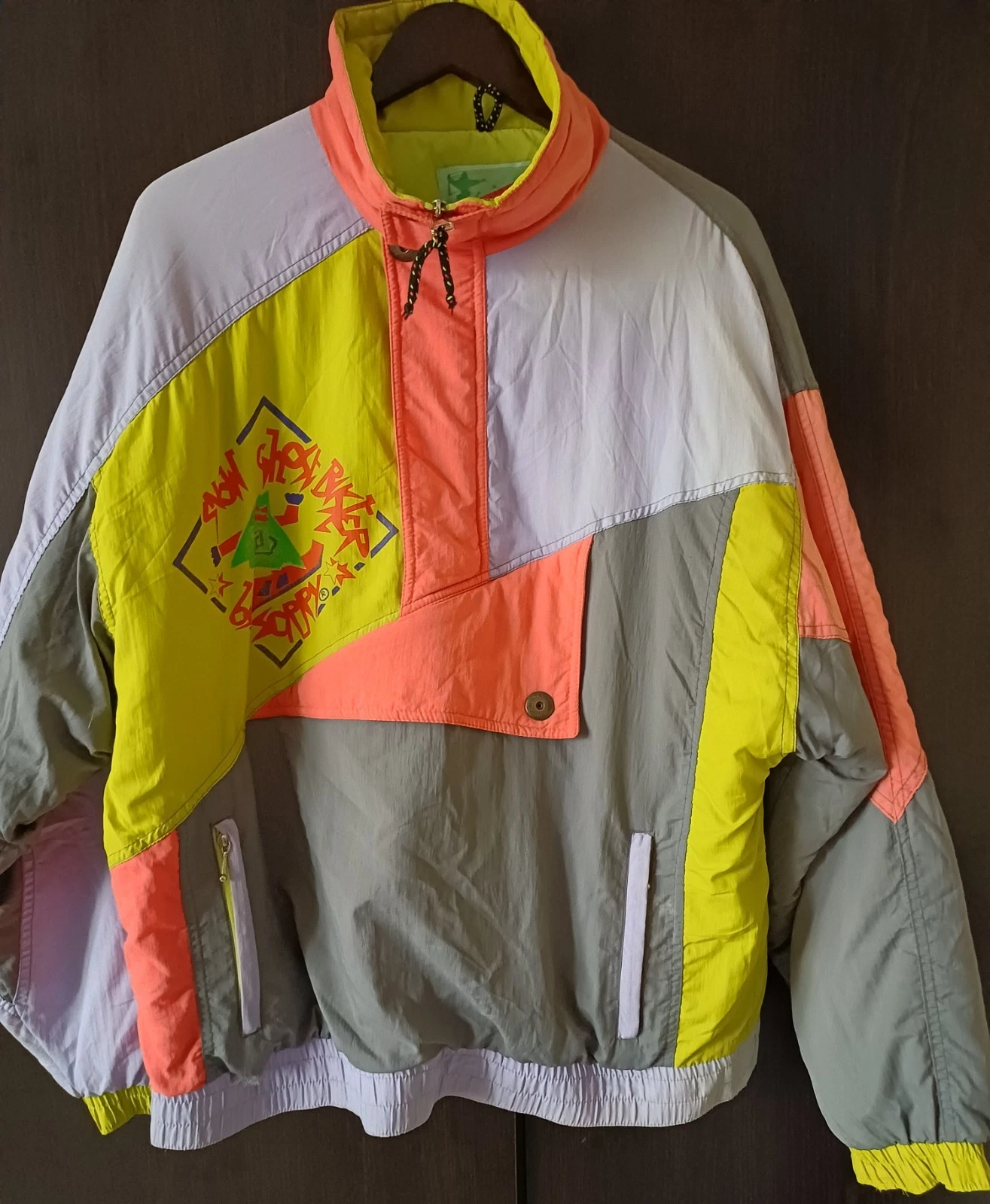 Vintage 80s 90s Snow Power Ski Jacket Color Block Italy Size 50