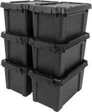 US 5 Gal Lockable Storage Box Bins with Lids 6 Pack Stackable Garage Containers