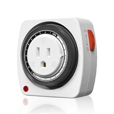 Mechanical Timer 24-Hour Plug-in Heavy Duty Compact White