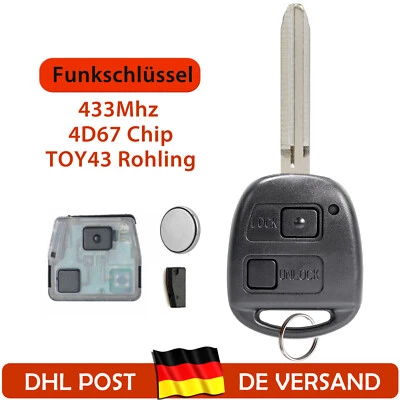 433MHZ FUNK SCHLÜSSEL FERNBEDIENUNG 4D67 FÜR TOYOTA YARIS AVENSIS RAV4 COROLLA