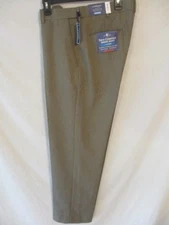 Croft & Barrow Polyester Tan Herringbone True Comfort Flat Dress Pants SR$54 NEW