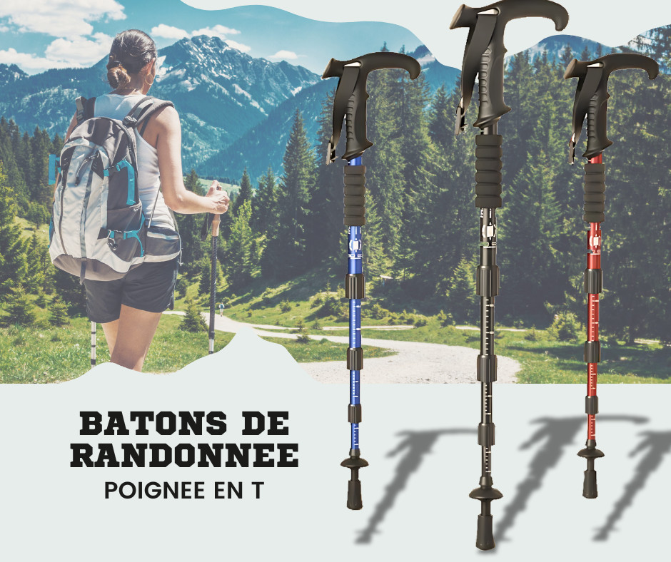 Bâtons de randonnée marche trekking montagne 55-110cm en 3 couleurs au choix