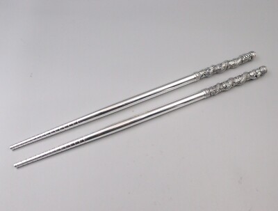 Real 999 Silver Chopsticks Home Tableware Dragon Unique Crafts
