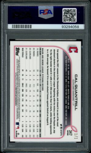 2022 Cal Quantrill 1/1 Superfractor Topps Chrome Cleveland Indians Guardians - Picture 2 of 2