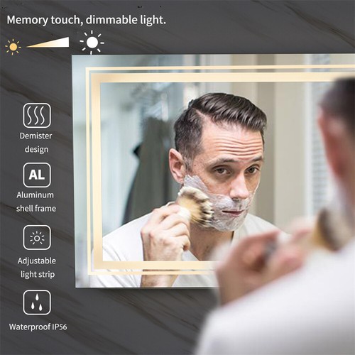 Shatter-Proof LED Bathroom Mirror with Lights Anti-Fog Stepless Dimmable Memory - Picture 13 of 25