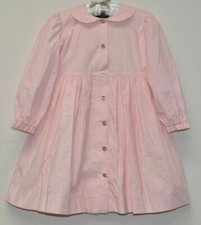 $175 NEW Oscar de la Renta Girls Button Front Corduroy Dress Pink White 5 Y