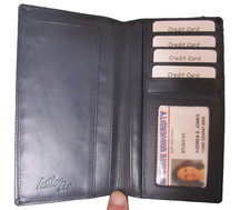Leather Checkbook Cover for Top Side Tear Registers Duplicate Check color blk