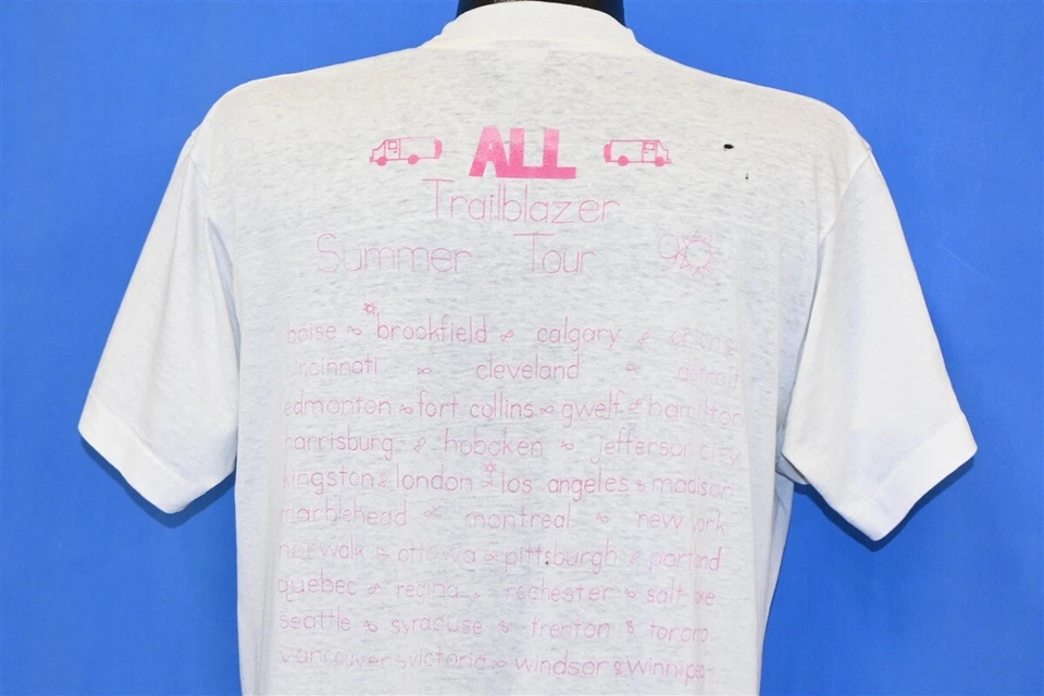vtg 90s ALL TRAILBLAZER SUMMER TOUR 1990 DISTRESSED PUNK ROCK t-shirt LARGE L - Image 3 of 4