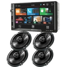 Unità touch screen Soundstream doppio DIN 7" e 4 altoparlanti auto Pioneer 300W 6,5"