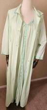 Vintage Lorraine Night Gown With Matching House Coat Peignoir Set Large Green