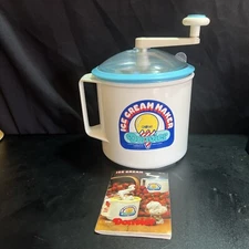 Donvier 1 Pint Chillfast Manual Ice Cream Maker Blue Rim Hand Crank Vintage