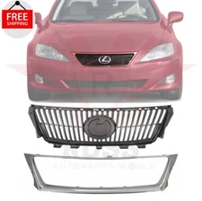 New Front Bumper Grille And Chrome Molding Trim Fits 2009-2010 LEXUS IS250 IS350