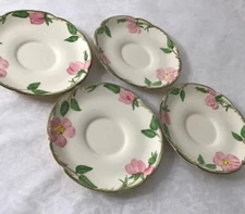 4 Vintage Franciscan Desert Rose Saucers 5.75” TV Stamp 1964  USA