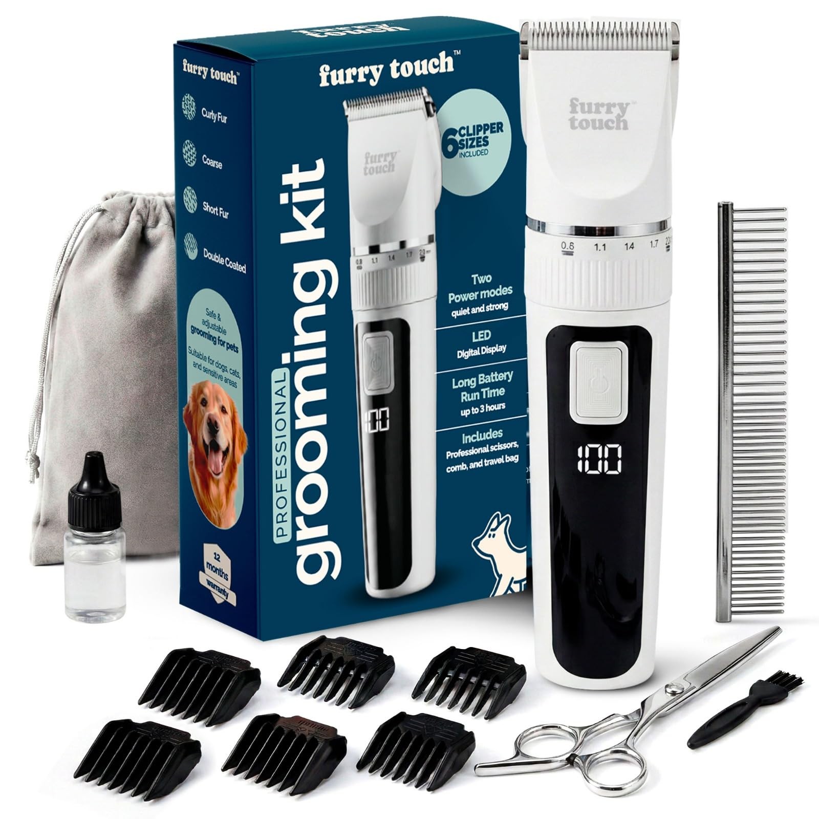 Cordless Dog Grooming Clippers Two Power Modes