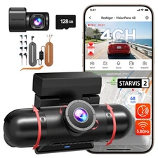 REDTIGER VP40 360° 4 Channel 128GB Card Dash cam Dual STARVIS 2 & Hardwire Kit