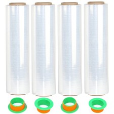 4-Pack Clear Stretch Wrap 18" x 1000 Feet 80 Gauge Industrial Strength with P...