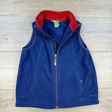 Vtg LL Bean 90s Y2K Fleece Full Zip Vest Boy's Large Blue Zip Pockets Reflective