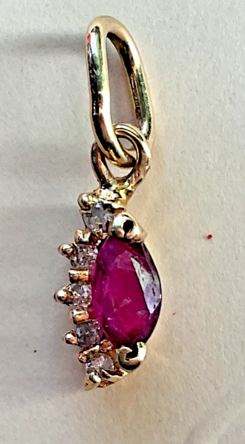 14K Yellow Gold Ruby & Diamond Pendant - Image 2 of 4
