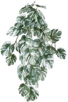 Artplants Kunstpflanze Philodendron Monstera Deliciosa, GrüN-Weiß, 50Cm