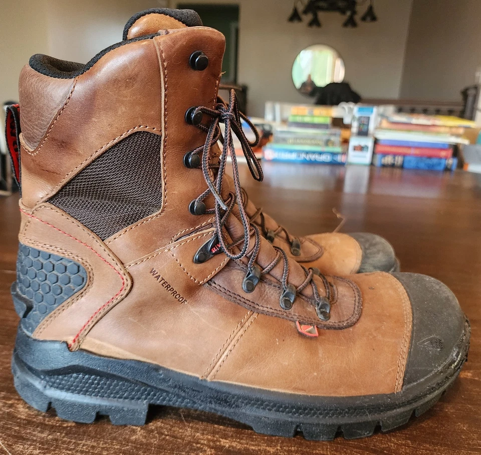 Red Wing EH 438 Safety Toe Waterproof Leather Boots 8" Brown Men's Size 11C - Image 2 of 4