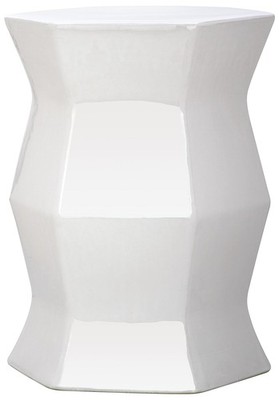 Modern Hexagon Ceramic Decorative Garden Stool, White