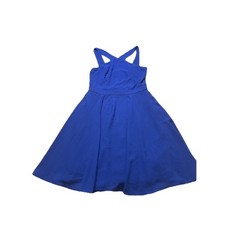 Lulus Blue Fit Flare Dress Criss Cross Skater Dress Sleeveless Mini Women's XS