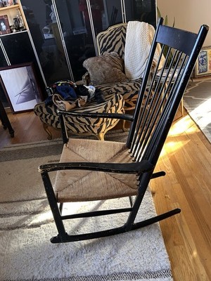 1960s Hans Wegner  J16 Black Rocking Chair