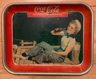 Vintage Original Coca-Cola Serving Tray 1940 Sailor Girl Fishing