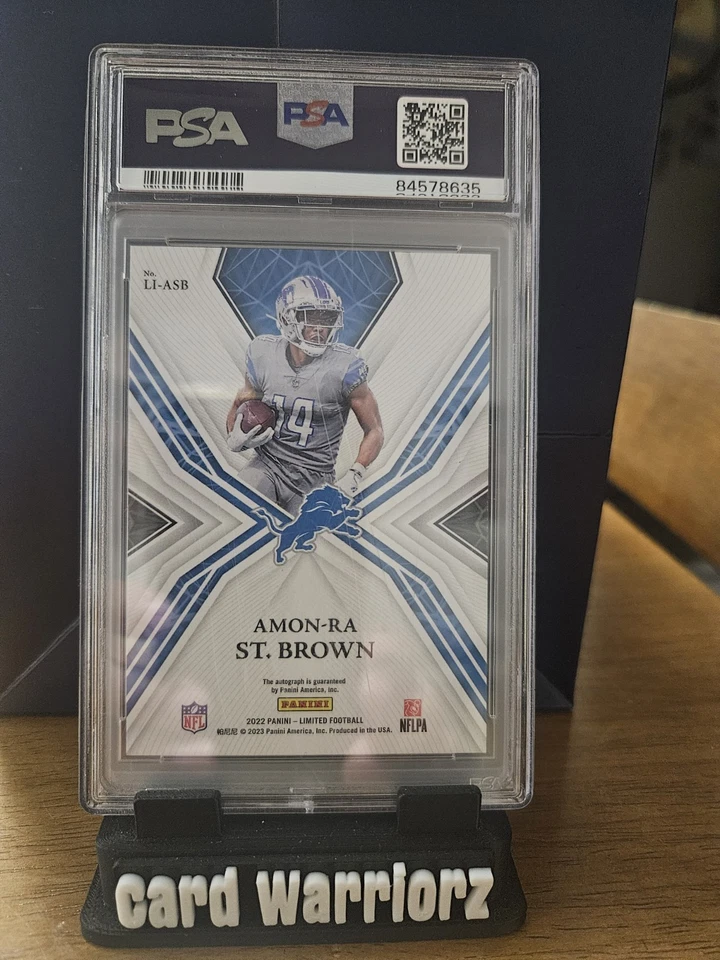 2022 Panini Limited Amon-Ra St. Brown Limited Ink Gold 33/49 PSA 9 - Image 2 of 2