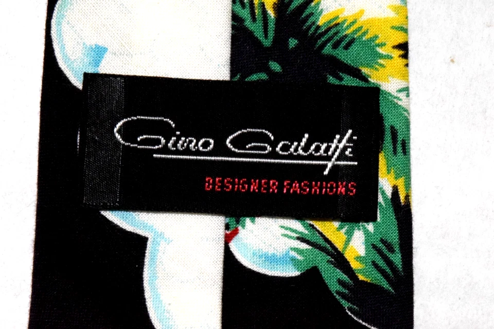 Галстук винтажный Gino Galatti 60-х черный хлопок укулеле гибискус гавайский 54 «x 2,8» - Изображение 4 из 4