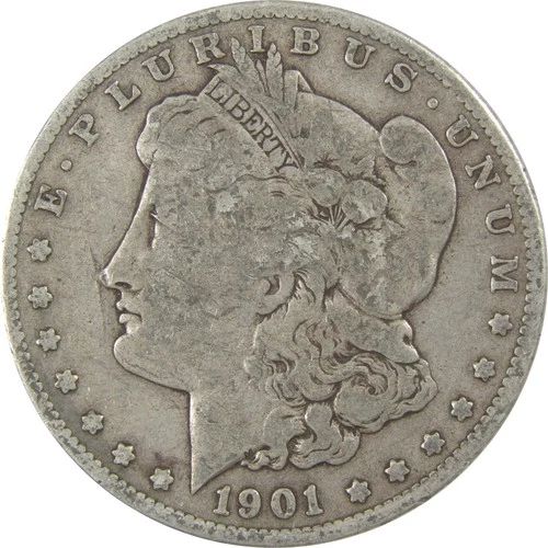 1901 S Morgan Silver Dollar VG Very Good $1 Coin SKU:I24334