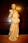 ? 11" HAND CARVED WOOD WINE QUEEN GODDESS VINYARD GRAPES DECOR STATUE GIFT ?