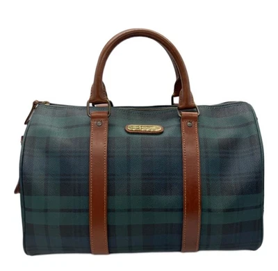 POLO RALPH LAUREN Mini sac Boston vert montre noire cuir PVC sac à main sac... - Photo 1/4