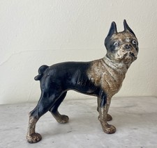 ANTIQUE HUBLEY BOSTON TERRIER DOG DOORSTOP Cast Iron 1920  s Heavy